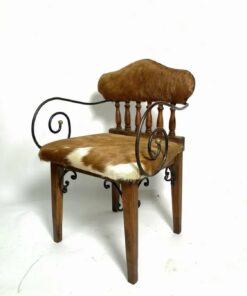 Vintage western design kovácsoltvas karosszék marhabőr kárpittal 1970-es évek