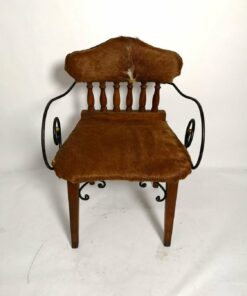 Vintage western design kovácsoltvas karosszék marhabőr kárpittal 1970-es évek