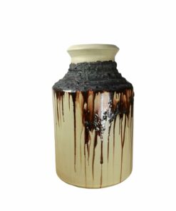 Kerámia váza bézs és barna színű mázzal