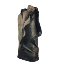 Vintage Absztrakt Fekete Mázas Kerámia Váza, Gruber