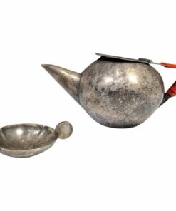 Bauhaus ezüstözött teáskanna és teaszűrő, WMF, 1950's