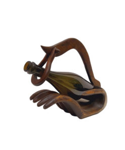 Vintage csiszolt fa kéz alakú bortartó