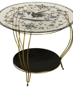 Vintage réz lerakó asztal főnix madár motívummal díszítve