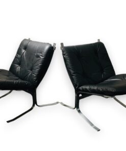 2db skandináv stílusú fekete bőr fotel