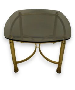 Vintage réz lerakóasztal, füstüveg lappal