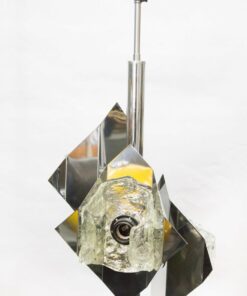 Olasz Carlo Mazzega kristály és króm design csillár, 1970