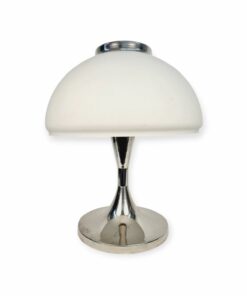 Házi Tibor króm és üveg iparművész design asztali lámpa
