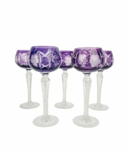 Lila csiszolt kristály pohár készlet