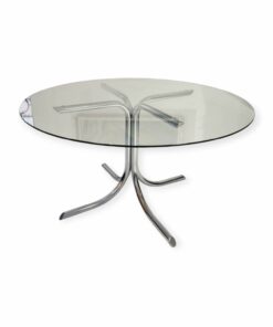 Vintage króm lábú üveglapos design étkezőasztal