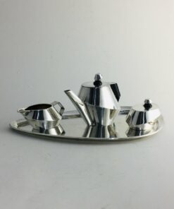 Egyedi tervezésű art deco jellegű krómozott kávés készlet