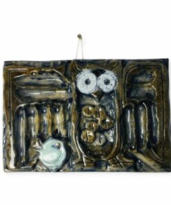 Vintage Zsolnay pirogránit falikép - Bagoly és Veréb