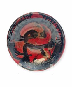 Fekete-piros kerámia fali dísztányér