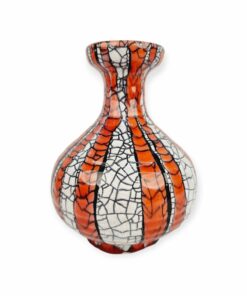 Gorka Géza narancs fehér csíkos kerámia váza