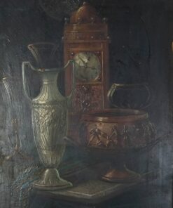 August Kraus(1852-1917): Csendélet órával