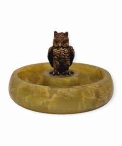 Bécsi bronz hamutál onix talpon bagoly díszítéssel