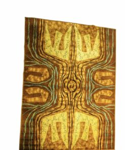 Mid-century modern barna, sárga, LATEX Kozó Erzsébet textil szőnyeg, 1960's/70's