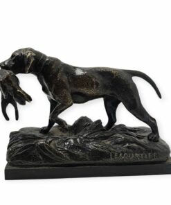 Prosper Lecourtier: Vadászkutya c. szecessziós bronz szobor