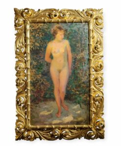 Ismeretlen festő: Női akt, gyönyörű aranyozott florentin keretben