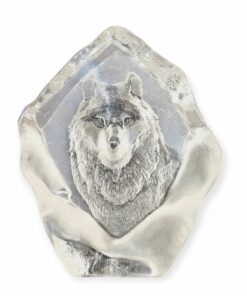 Skandináv kristály levélnehezék farkas motívummal