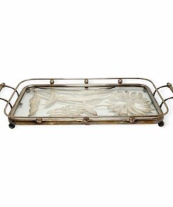 Art deco tálca ezüstözött virág díszítéssel