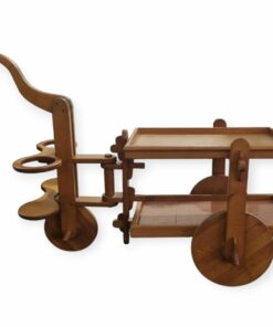 Rusztikus, mid century brutalista tölgyfa zsúrkocsi, 1950-es évek