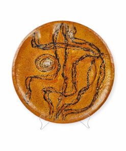 Hatalmas vintage mázas kerámia falitányér absztrakt motívummal