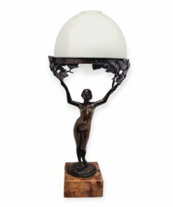 Szecessziós bronz asztali lámpa