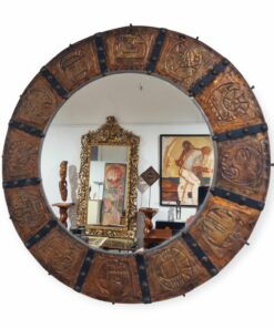 Nagyméretű szerb horoszkópos vintage vörösréz tükör