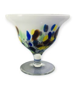 Vintage / mid-century modern német design talpas többszínű fújt üveg kínálótál, 1970's, Hans Jürgen Richartz