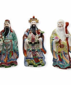 Nagyméretű szerencsehozó Keleti porcelán szobor  /3 db /