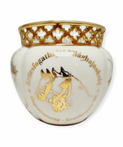 Áttört pillangó mintás Zsolnay emlék kaspó , Kettősfogathajtó világbajnokság, 1999, Kecskemét