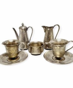 Két személyes szecessziós alpakka kávés készlet