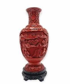 Kínai cinóberlakk váza állvánnyal