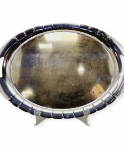 Nagyméretű ezüstözött art deco alpakka tálca, 62cm