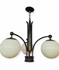 Art deco kovácsoltvas csillár bronz patinával