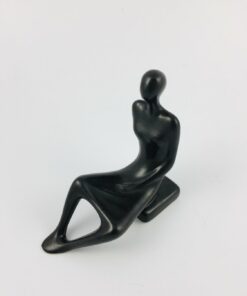 Fekete art deco stílusú vintage kerámia szobor