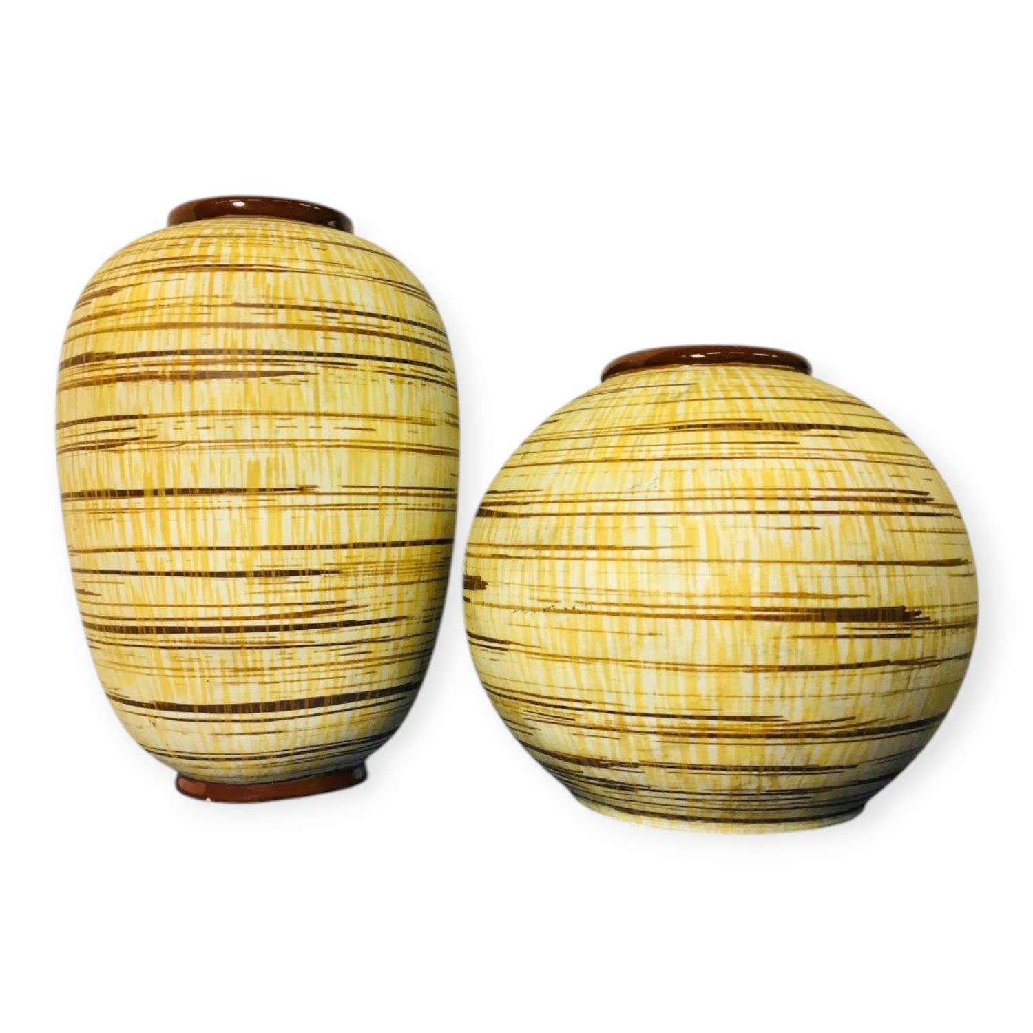 Ritka Amphora art deco majolika váza pár (Turn-Teplitz, 24cm és 16cm)