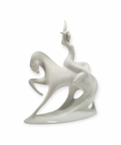 Royal Dux „Lady Godiva” –  Mid century porcelán szobor art deco stílusjegyekkel